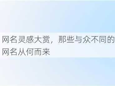 网名灵感大赏，那些与众不同的网名从何而来