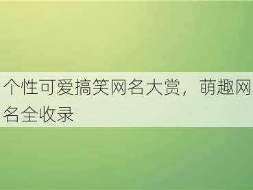 个性可爱搞笑网名大赏，萌趣网名全收录