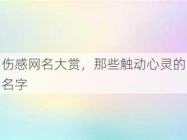 伤感网名大赏，那些触动心灵的名字