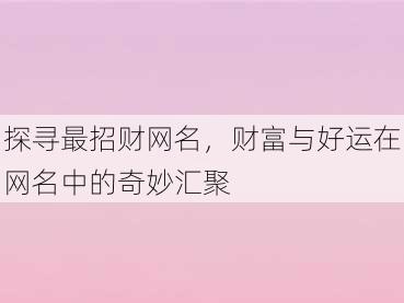 探寻最招财网名，财富与好运在网名中的奇妙汇聚