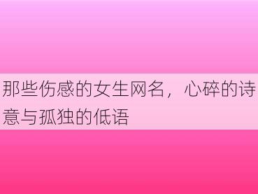 那些伤感的女生网名，心碎的诗意与孤独的低语