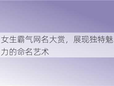 女生霸气网名大赏，展现独特魅力的命名艺术