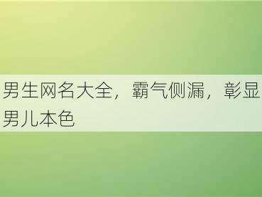 男生网名大全，霸气侧漏，彰显男儿本色