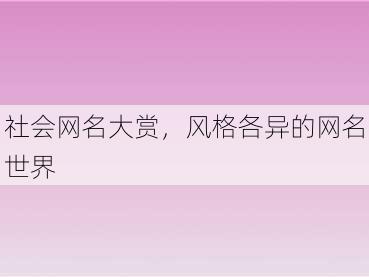 社会网名大赏，风格各异的网名世界