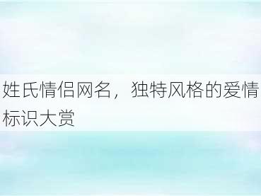 姓氏情侣网名，独特风格的爱情标识大赏