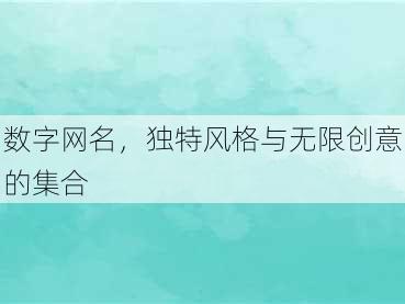 数字网名，独特风格与无限创意的集合