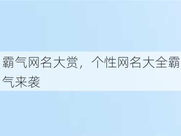 霸气网名大赏，个性网名大全霸气来袭