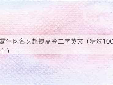霸气网名女超拽高冷二字英文(精选100个)