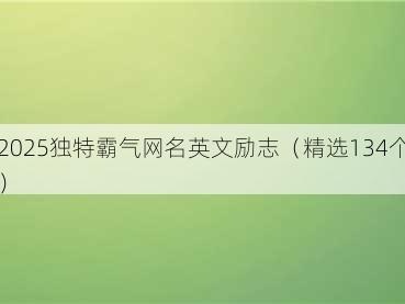 2025独特霸气网名英文励志(精选134个)