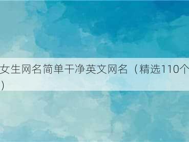 女生网名简单干净英文网名(精选110个)