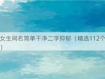 女生网名简单干净二字抑郁(精选112个)