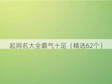 起网名大全霸气十足(精选62个)