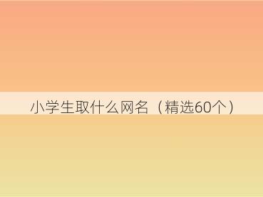 小学生取什么网名(精选60个)