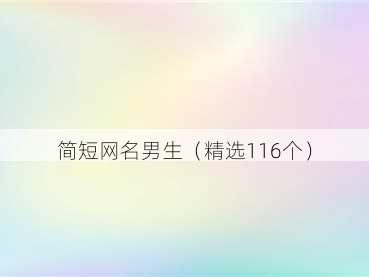 简短网名男生(精选116个)