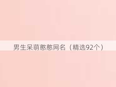 男生呆萌憨憨网名(精选92个)