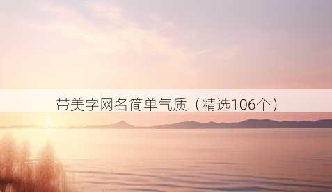 带美字网名简单气质（精选106个）