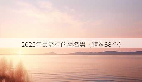 2025年最流行的网名男(精选88个)