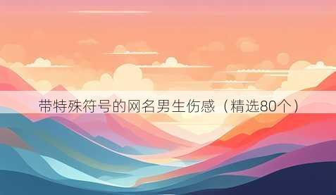 带特殊符号的网名男生伤感（精选80个）